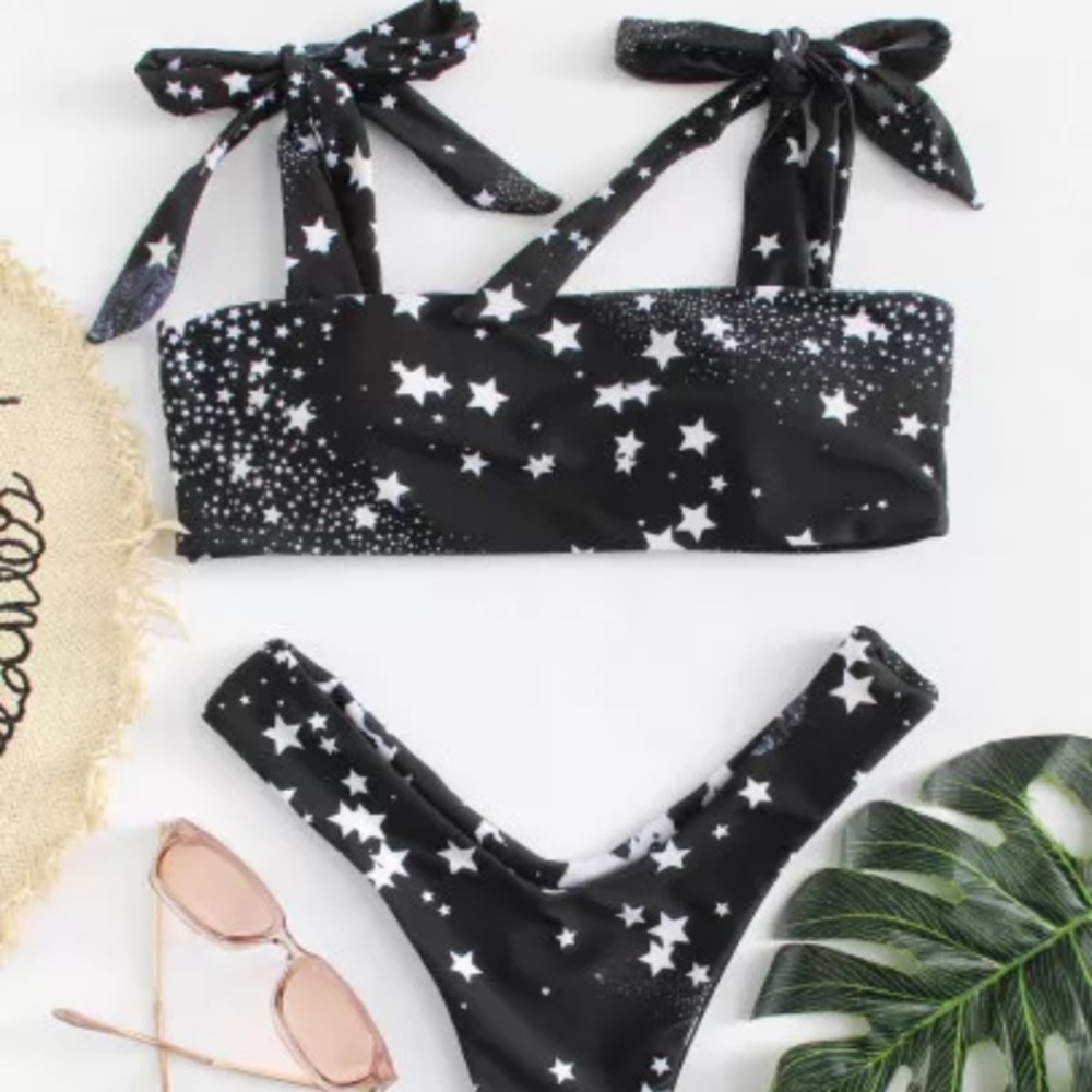 Star Print High Leg Bikini Set
